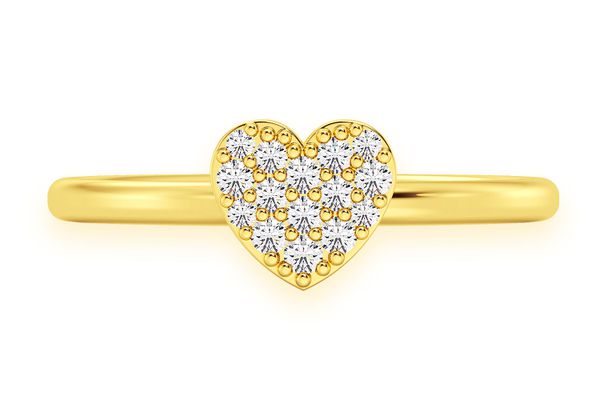 Bubbly Heart Diamond Ring 14k Solid Gold 0.10ctw