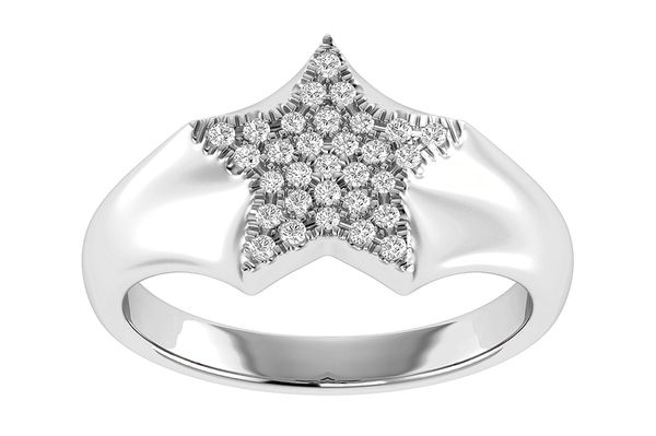 Star Diamond Ring 14k Solid Gold 0.12ctw