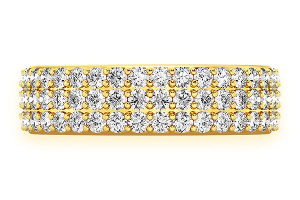 Three Row Round Diamond Band 14k Solid Gold 1.00ctw