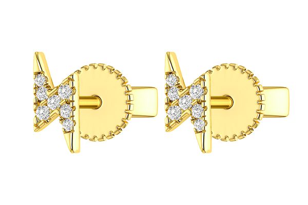 Lightning Bolt Stud Diamond Earrings 14k Solid Gold 0.05ctw