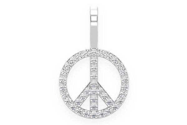 Peace Sign Diamond Pendant 14k Solid Gold .25ctw