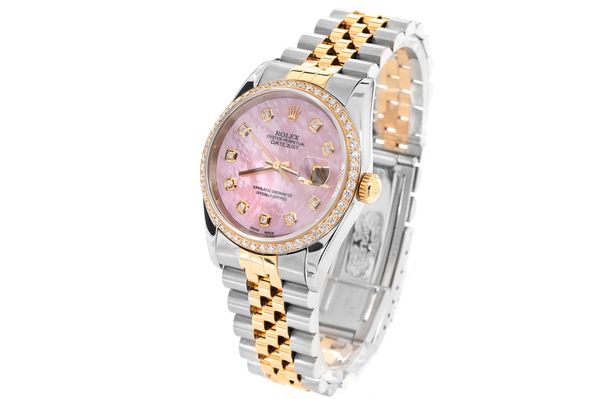 Rolex - Datejust 36 - 16233 - Steel & Gold - Custom Diamond Bezel & Dial - (500-06228)