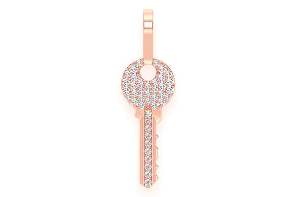 Key Diamond Pendant 14k Solid Gold 0.15ctw