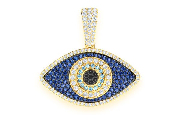 Evil Eye Diamond Pendant 14k Solid Gold 2.20ctw