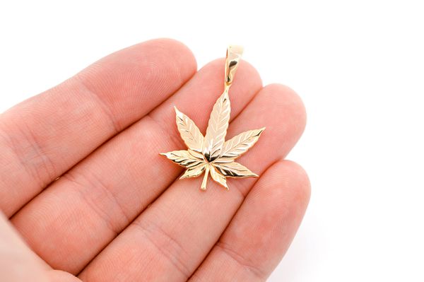 Cannabis Leaf Pendant 14k Solid Gold