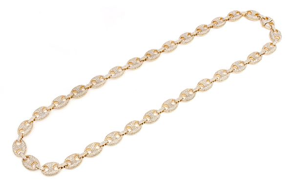 10MM Mariner Link Diamond Chain 14k Solid Gold 18.50ctw