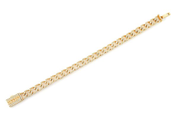 8MM Elongated Miami Cuban Diamond Bracelet 14k Solid Gold 6.25ctw