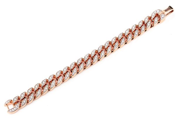 Signed 11.5MM Curb Link Diamond Bracelet 18k Solid Gold 4.00ctw