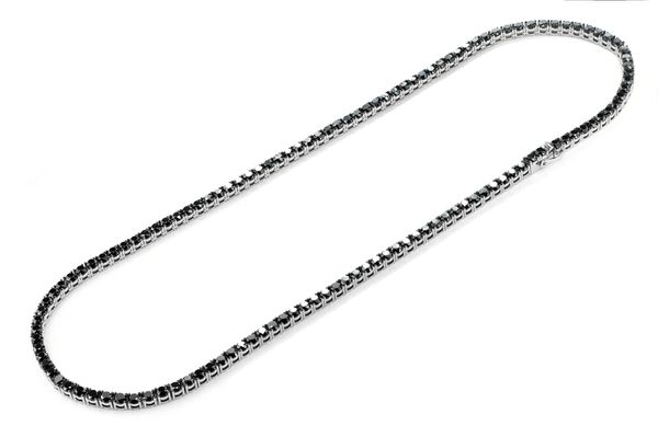 Black Diamond Prong Set Tennis Necklace 14k Solid Gold 110ctw