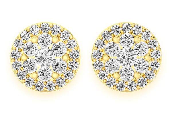 Halo Flower Diamond Earrings 14k Solid Gold 2.00ctw