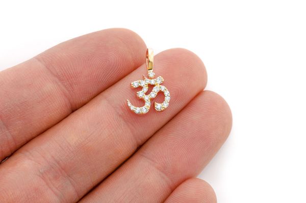 Ohm Diamond Pendant 14k Solid Gold 0.33ctw