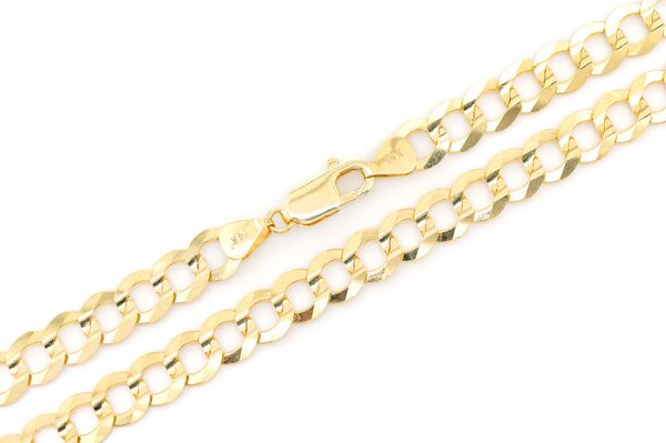 8.5MM Curb Chain 14k Solid Gold Chain