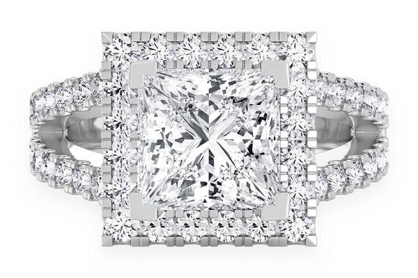 Sphinx - 2.00ct Princess Cut Solitaire - Split Shank Halo - Diamond Engagement Ring - All Natural