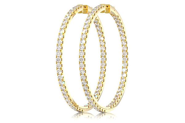 Big Inside Out Hoop Diamond Earrings 14k Solid Gold 12.00ctw