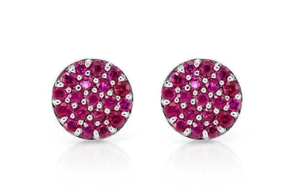 Round Ruby Cluster Stud Earrings 14k Solid Gold 0.30ctw 