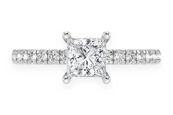 Thinn - 0.75ct Princess Solitaire - One Row Under Halo - Diamond Engagement Ring - All Natural