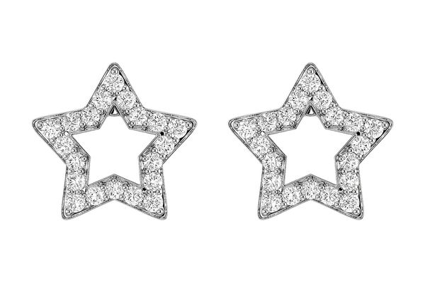 Open Star Diamond Stud Earrings 14k Solid Gold 0.20ctw