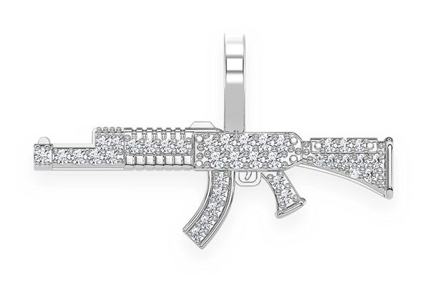 Ak47 Diamond Pendant 14k Solid Gold 0.15ctw