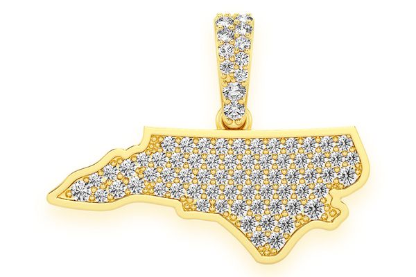 North Carolina State Diamond Pendant 14k Solid Gold 0.33ctw