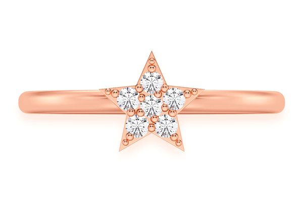 Star Diamond Ring 14k Solid Gold 0.10ctw 