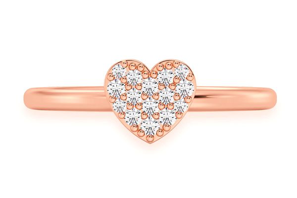 Bubbly Heart Diamond Ring 14k Solid Gold 0.10ctw