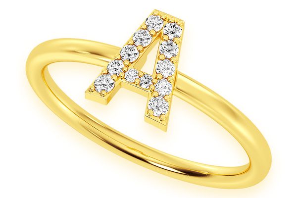 Alphabet Letter Diamond Ring 14k Solid Gold 0.20ctw