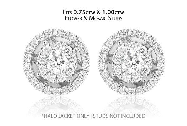 Flower & Mosaic Halo Diamond Earring Jacket 14k Solid Gold 0.50ctw