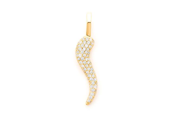 diamond italian horn necklace