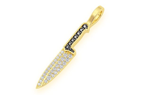 Chef's Knife Diamond Pendant 14k Solid Gold .25ctw