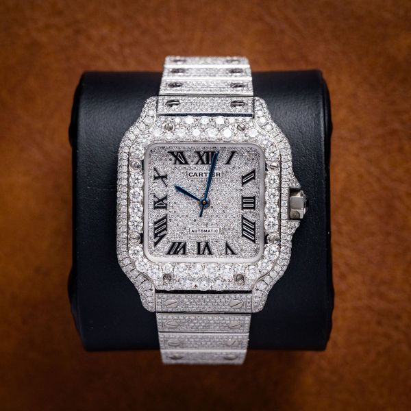 Cartier Santos Steel - Iced-Out Blue Hand - Nc