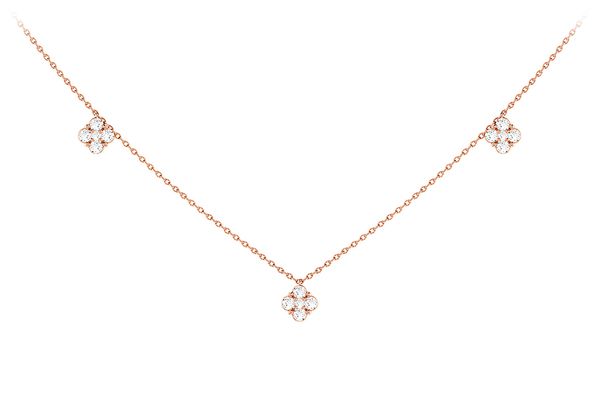 Clover Diamond Station Necklace 14k Solid Gold 0.45ctw