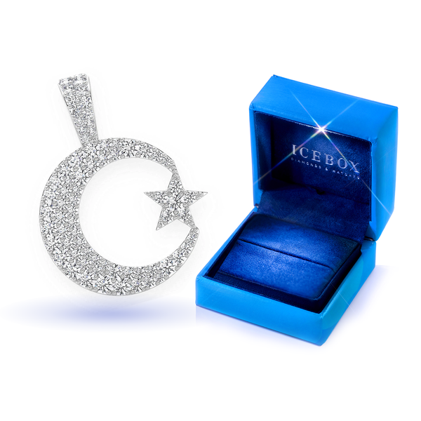 Crescent Moon Diamond Pendant 14k Solid Gold .85ctw