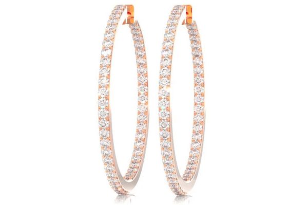 Large Inside Outside Diamond Hoops 14k Solid Gold 2.75ctw