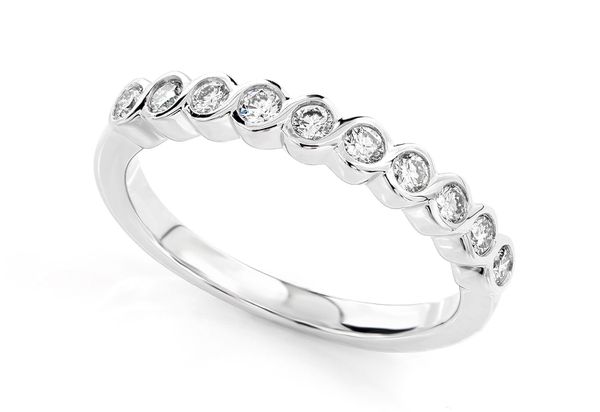 Twisted Bezel Set Diamond Band Ring 14k Solid Gold 0.30ctw 