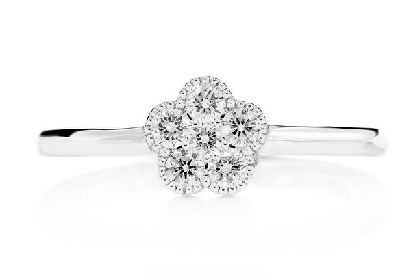 Diamond Milgrain Clover Engagement Ring - All Natural - 0.25ctw