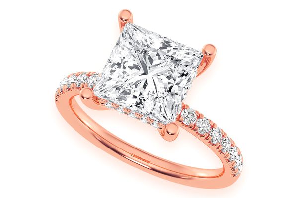 Thinn - 3.00ct Princess Solitaire - One Row Under Halo - Diamond Engagement Ring - All Natural Vs Diamonds