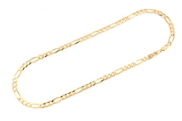 7MM Figaro Chain 14k Solid Gold