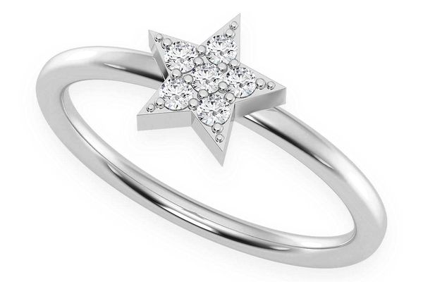 Star Diamond Ring 14k Solid Gold 0.10ctw 