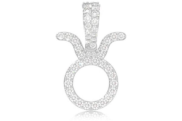 Taurus Zodiac Diamond Pendant 14k Solid Gold 0.75ctw 