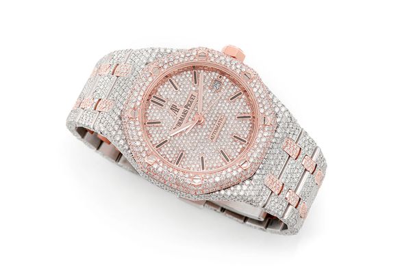 Audemars Piguet Royal Oak 18k Rose Gold & Steel 41MM - Fully Iced Out