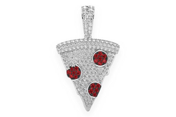 Pizza Slice Diamond Pendant 14k Solid Gold 1.70ctw