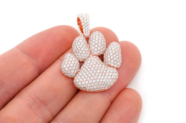 Dog Paw Print Pendant 14k Solid Gold 3.94ctw