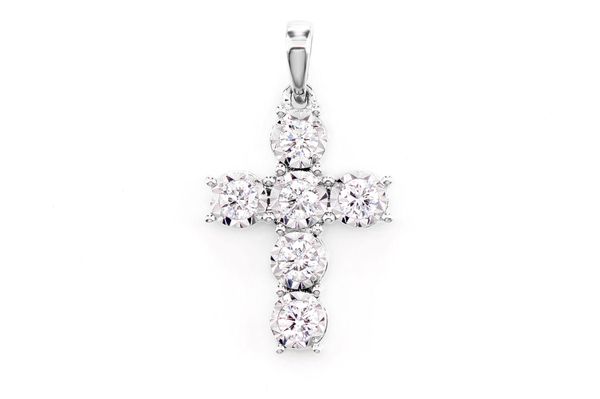 Six Stone Miracle Set Diamond Cross Pendant 14k Solid Gold 0.33ctw 