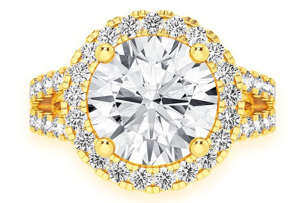 3.00ct Round Solitaire - Two Row Split - Diamond Engagement Ring - All Natural Vs Diamonds