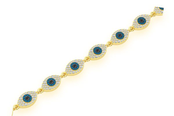 Evil Eye Eternity Diamond Bracelet 14k Solid Gold 2.45ctw