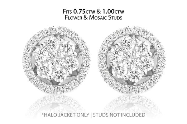 Flower & Mosaic Halo Diamond Earring Jacket 14k Solid Gold 0.50ctw