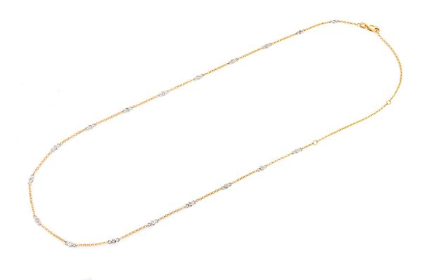 Round Bezel Set Diamond Necklace Connected 14k Solid Gold 0.35ctw