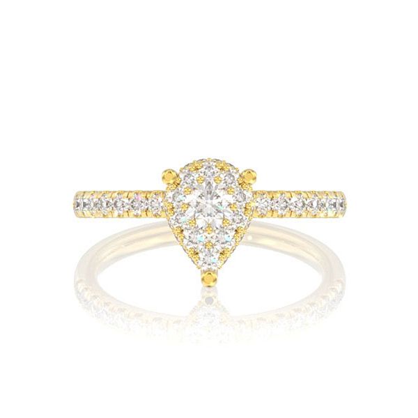 0.50ctw Pear Cluster Diamond Engagement Ring 14k Solid Gold - All Natural