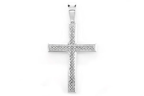 Filigree Textured Plain Cross Pendant 14k Solid Gold 