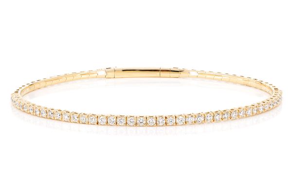 2pt Prong Set Diamond  Flex Bangle Tennis Bracelet 1.00ctw 14k Solid Gold